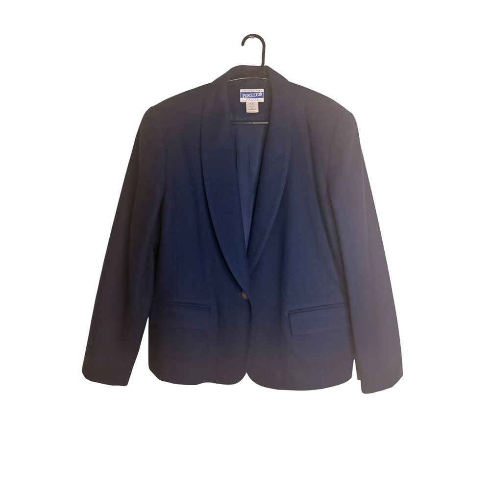 Vintage Pendleton 100% Virgin Wool Shawl Collar Blazer Jacket Blue 12 Academia